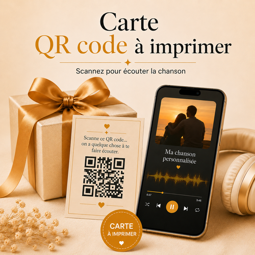 Carte QR code personnalisée à imprimer pour faire écouter une chanson personnalisée DoRémi Souvenir