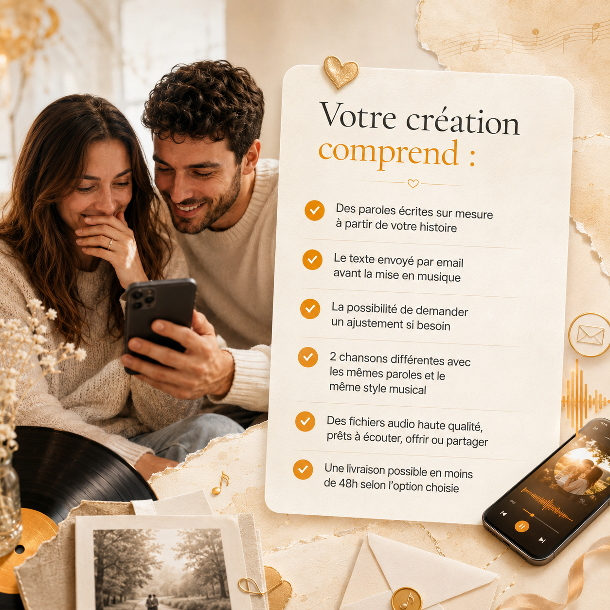 Chanson personnalisée sur mesure DoRémi Souvenir avec paroles validées avant la mise en musique, 2 versions audio et fichier prêt à offrir