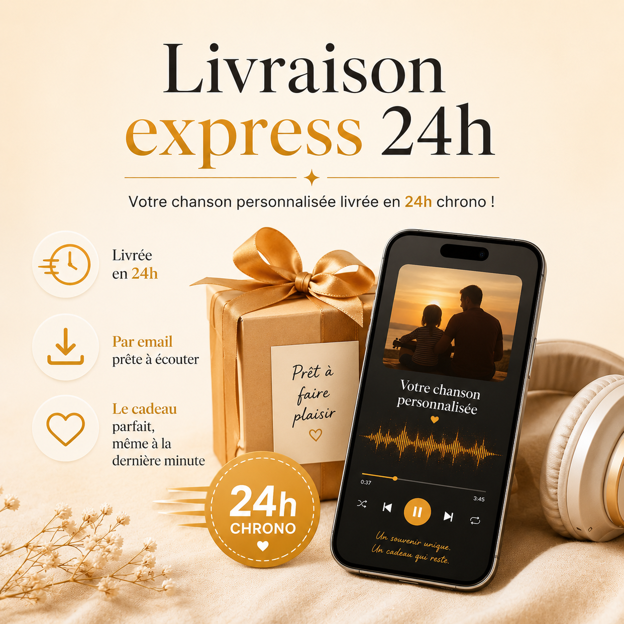 Recevoir une chanson personnalisée en 24h, cadeau de dernière minute émouvant et prêt à offrir avec DoRémi